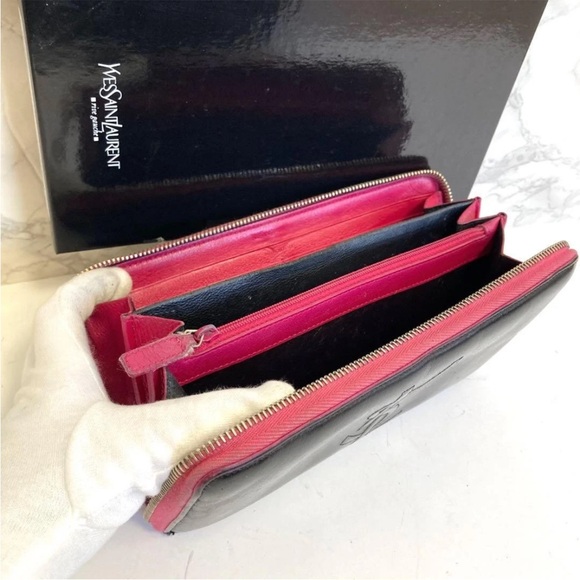 Yves Saint Laurent Black and Pink Zip Wallet - Picture 3 of 8